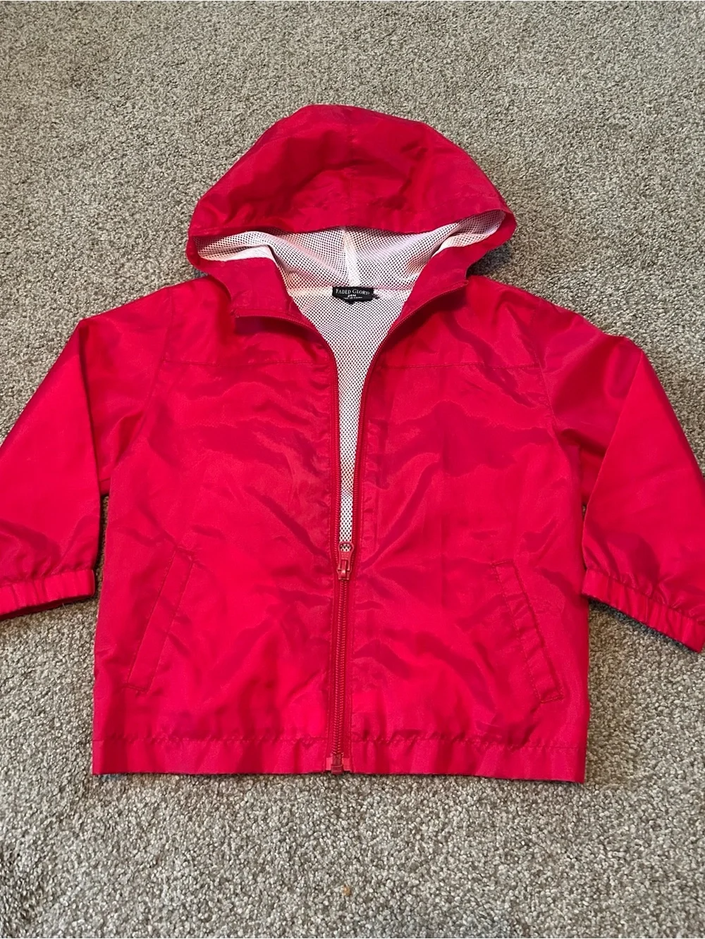 Faded Glory Bright Red Kids Hooded Raincoat